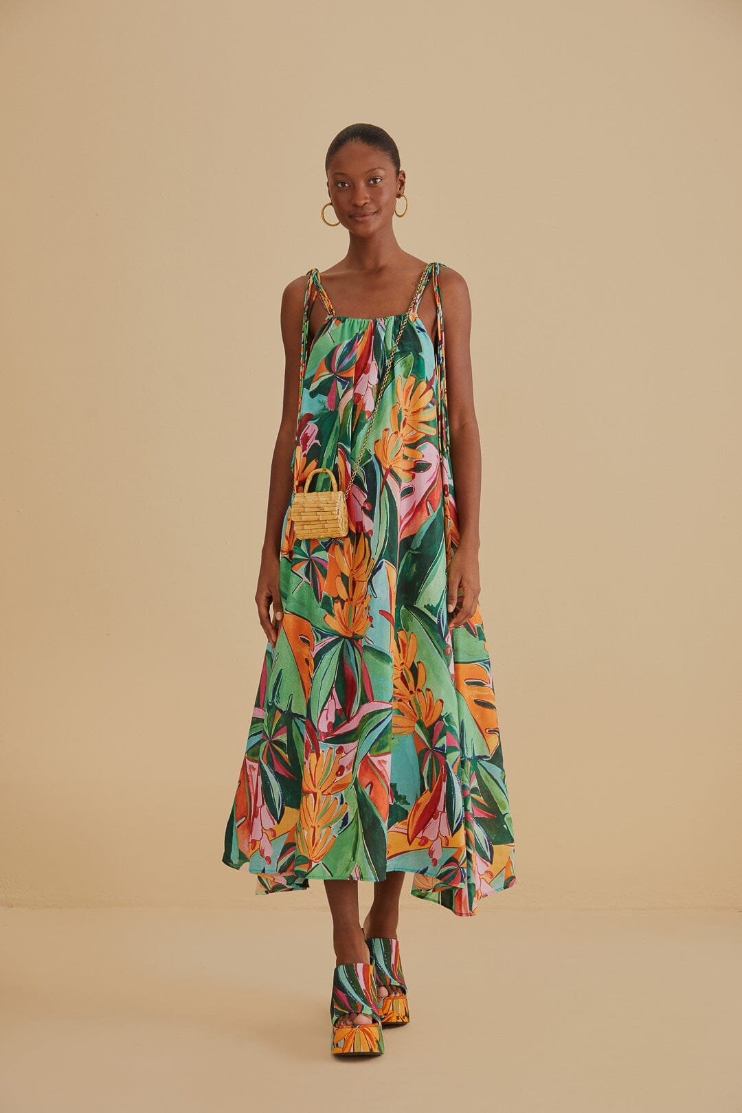 Best HD Pictures about  Farm Rio Sleeveless Patchwork Print Dress  with No AI Images