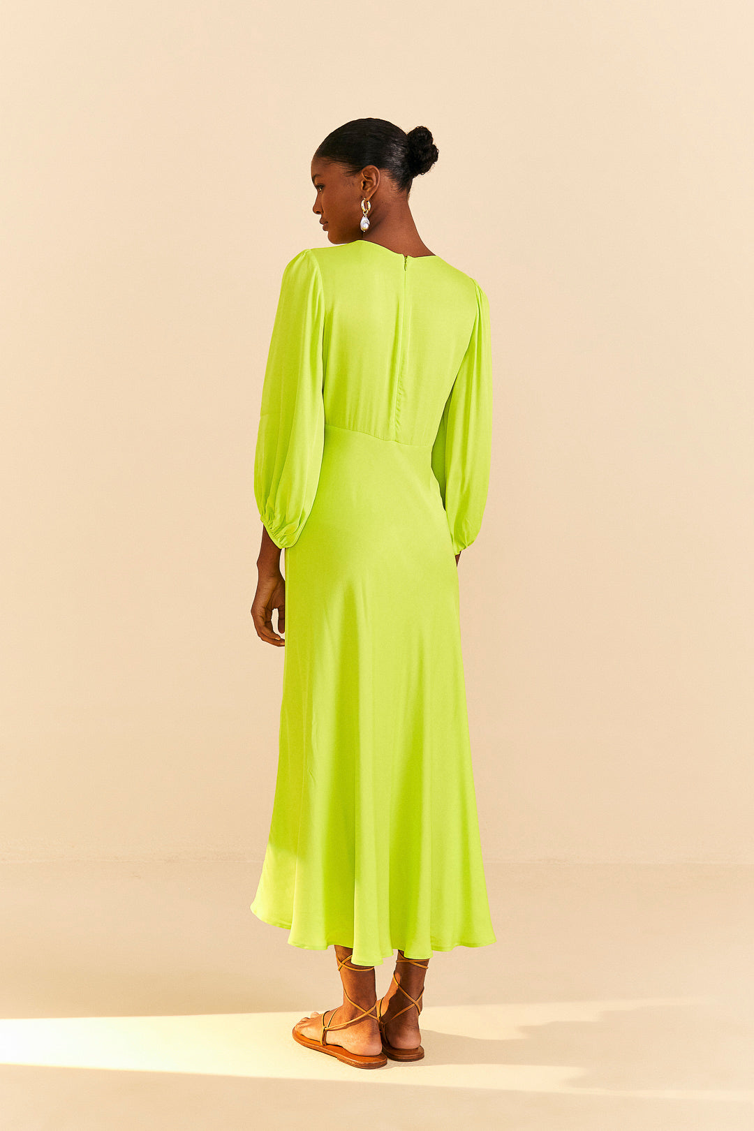 Lime Circle Cut Out Lenzing™ Ecovero™ Viscose Midi Dress
