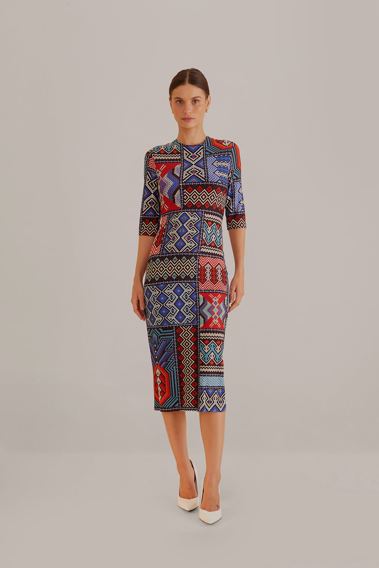 Multicolor Rauti Short Sleeve Midi Dress