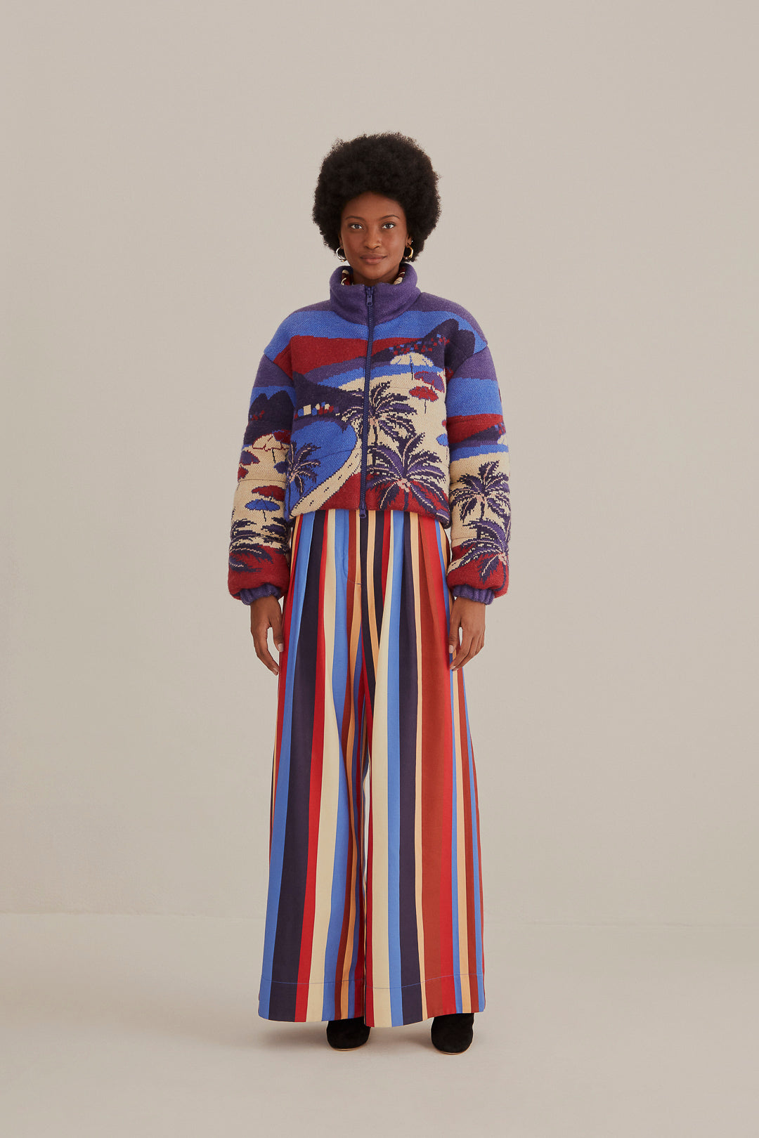 Multicolor Winter Stripes Tailored Pants
