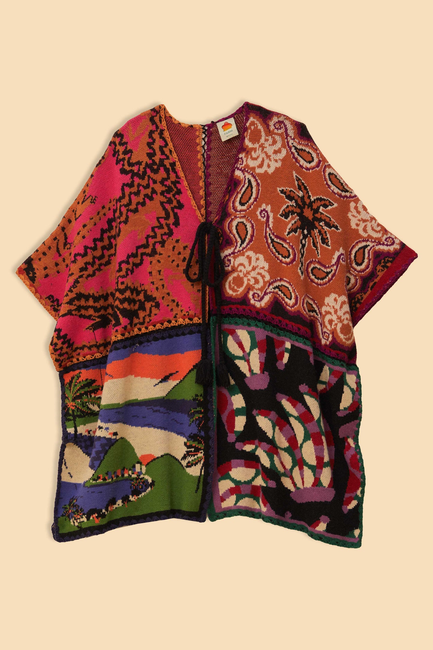 Mixed Prints Knit Kimono