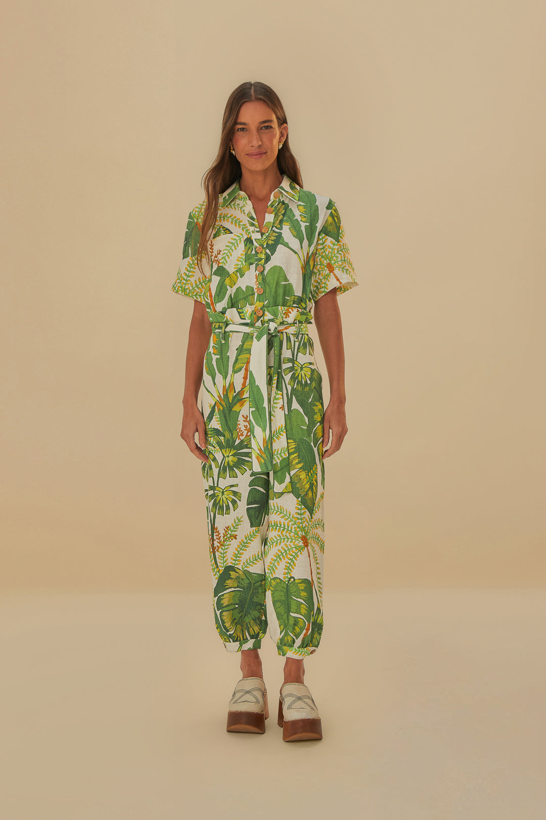 Tropical Forest Off-White Jumpsuit