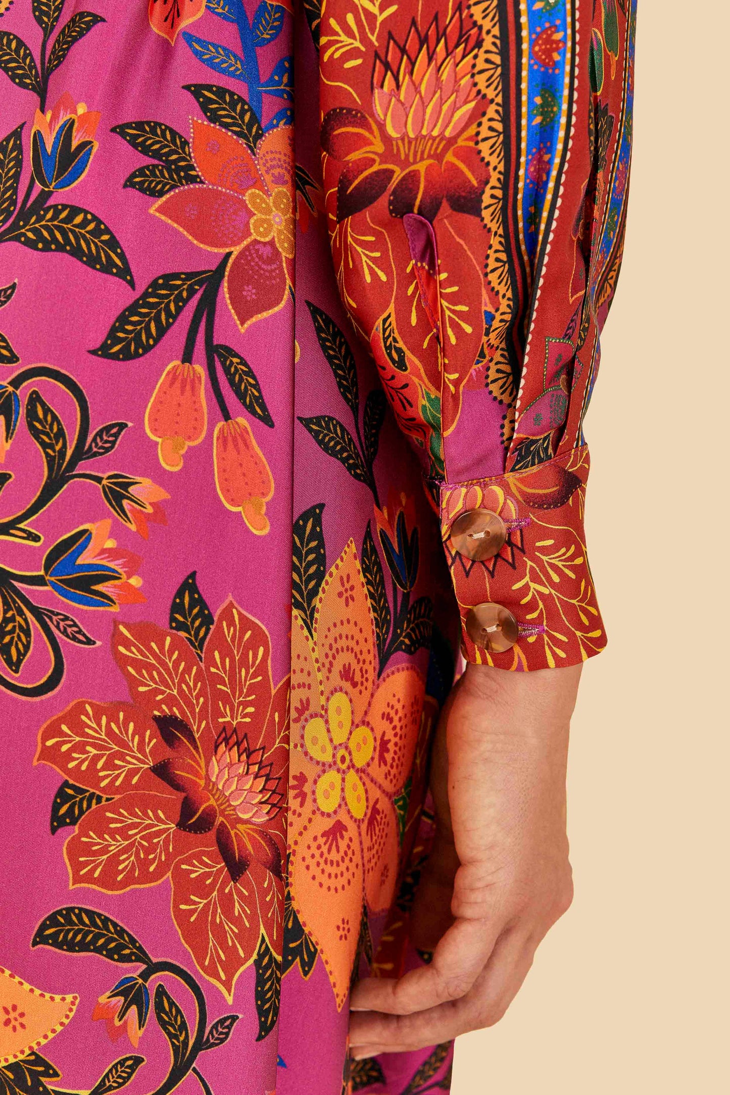 Pink Tropical Tapestry Lenzing™ Ecovero™ Viscose Shirtdress