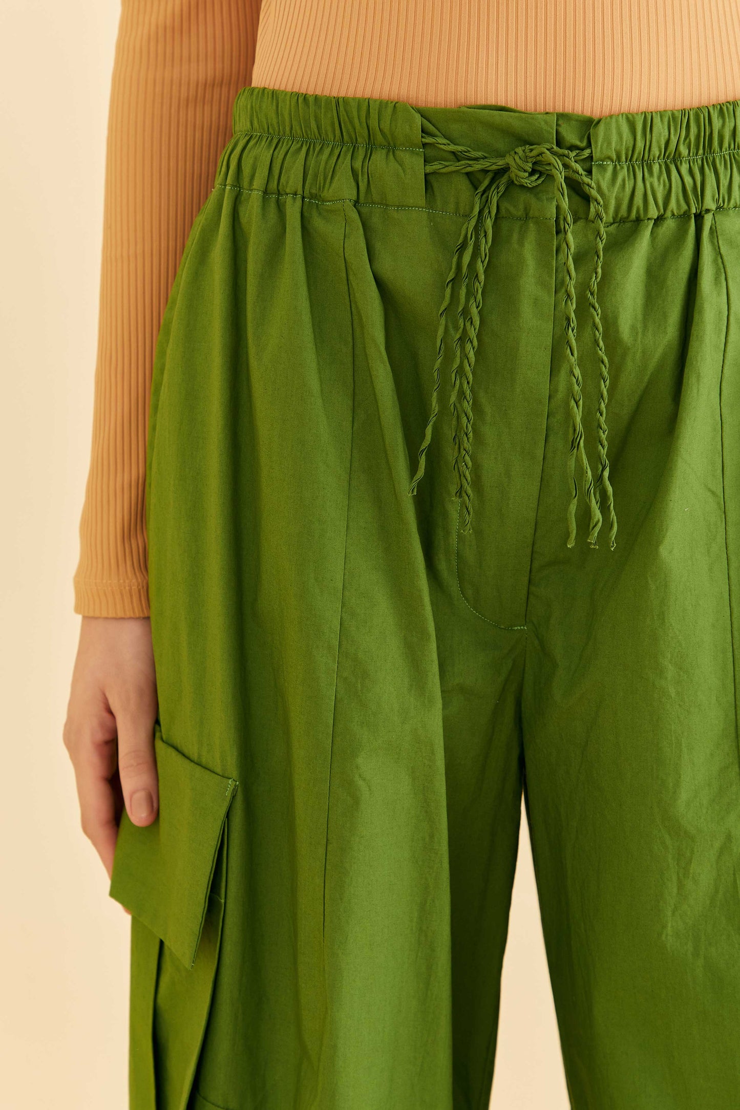 Green Organic Cotton Cargo Pants