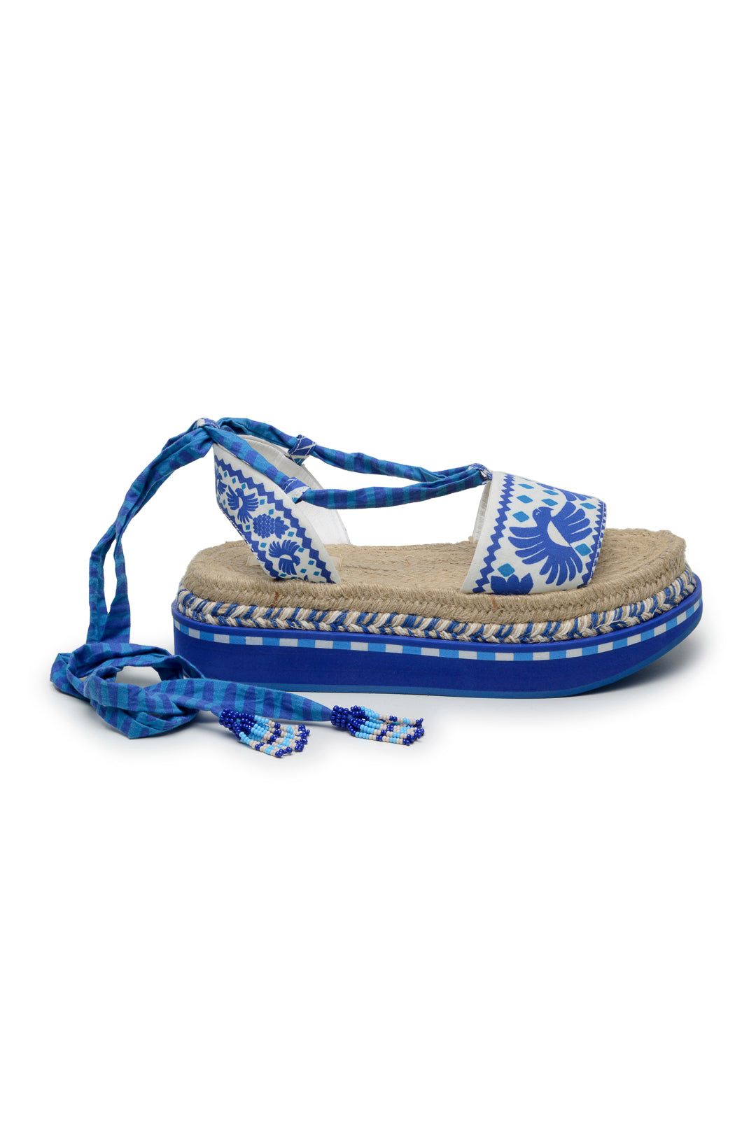 Blue Jungle Scarf Espadrille Flatform Sandal