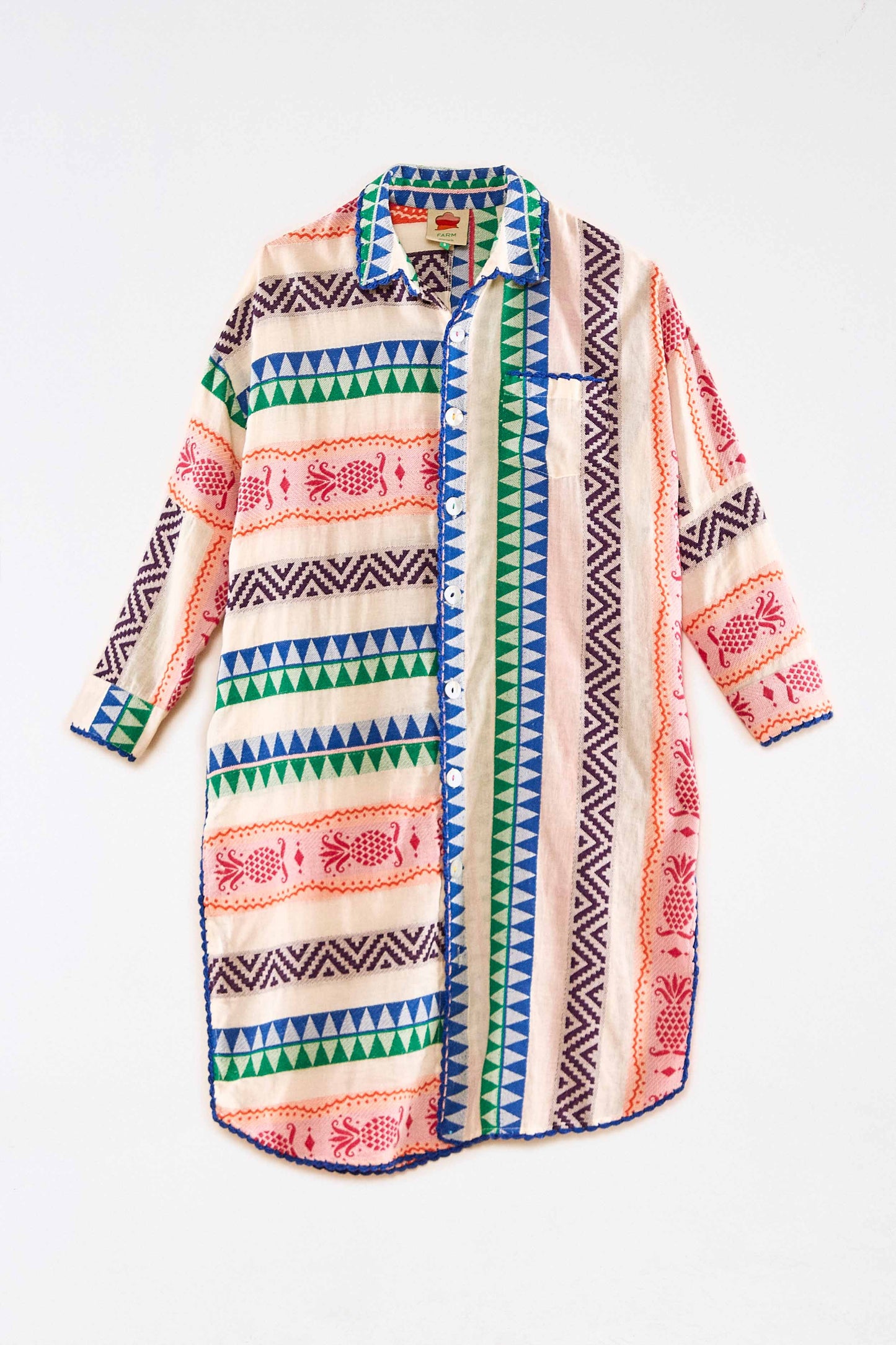 Multicolored Pineapple Jacquard Shirtdress