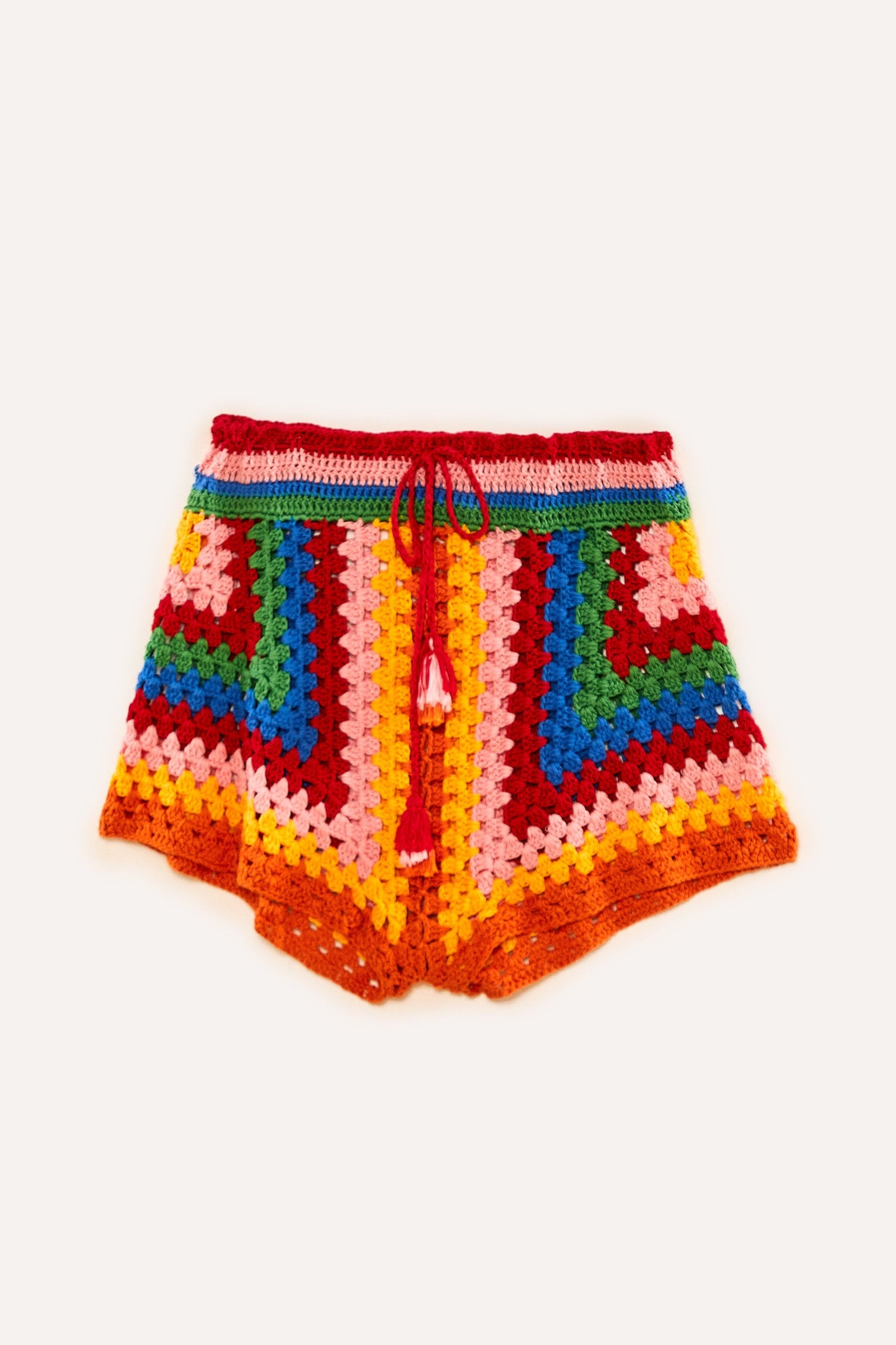Striped Scarf Crochet Shorts
