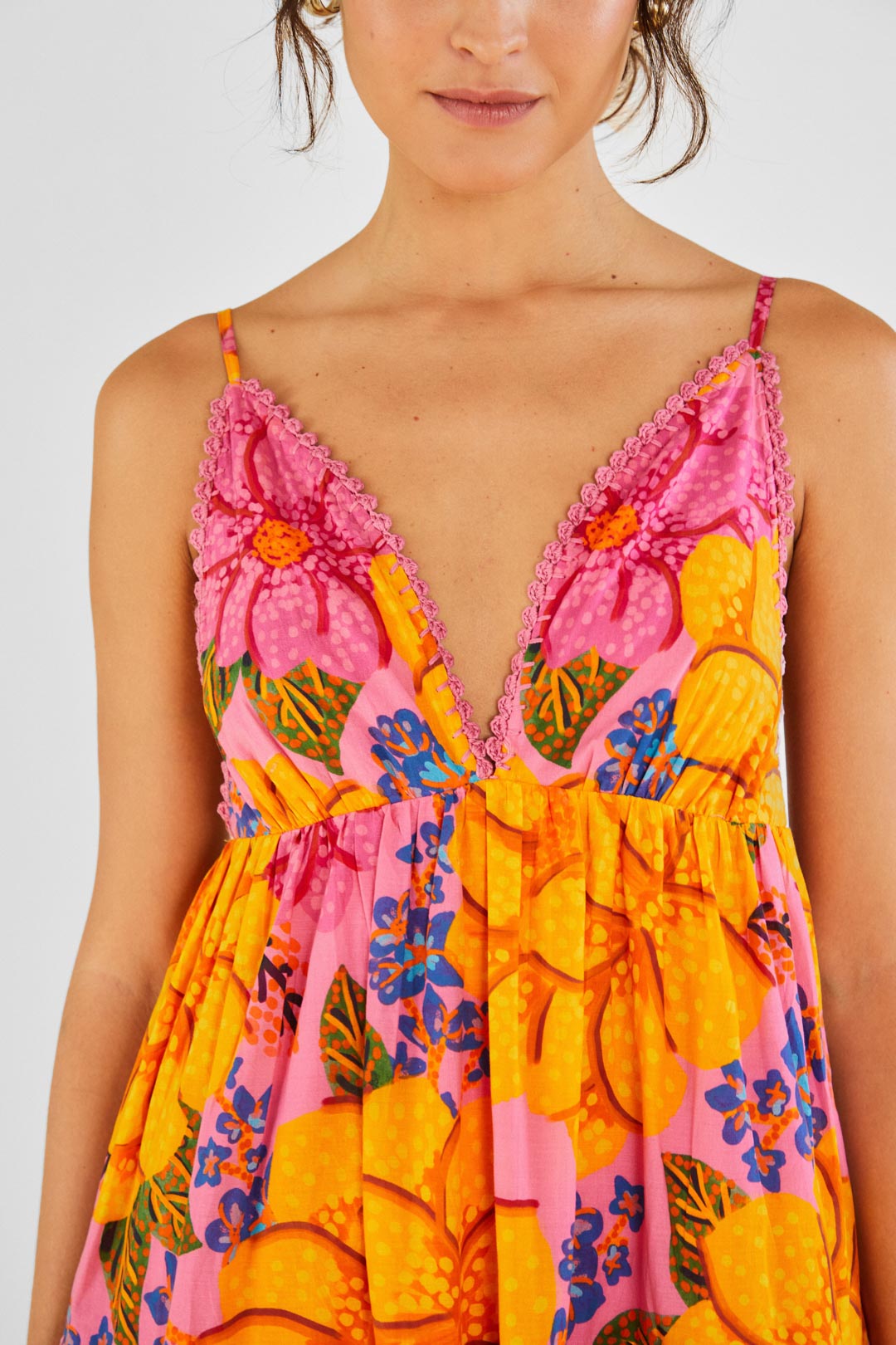 Mixed Pink Prints Maxi Dress