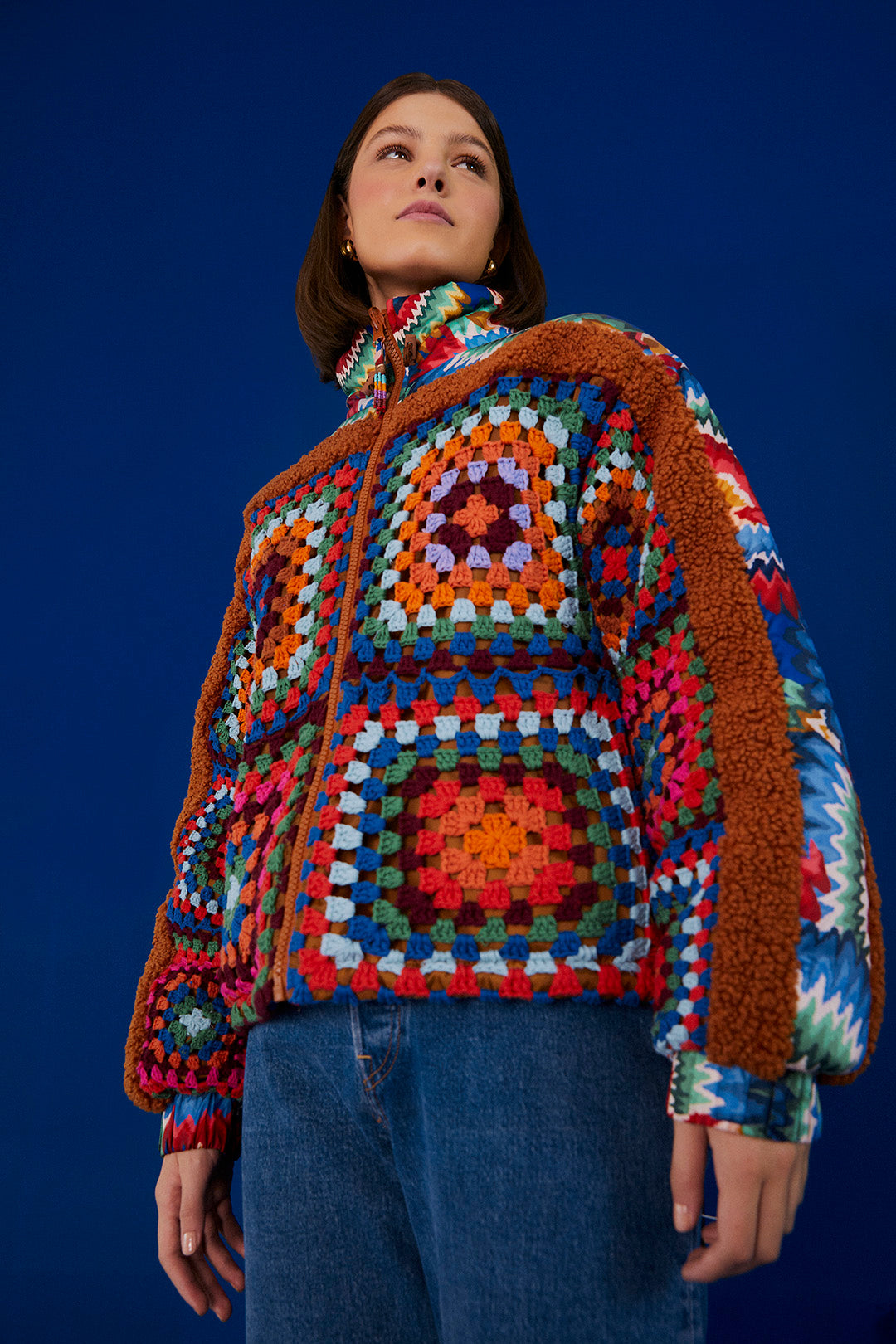 Crochet Colorful Forest Reversible Puffer Jacket