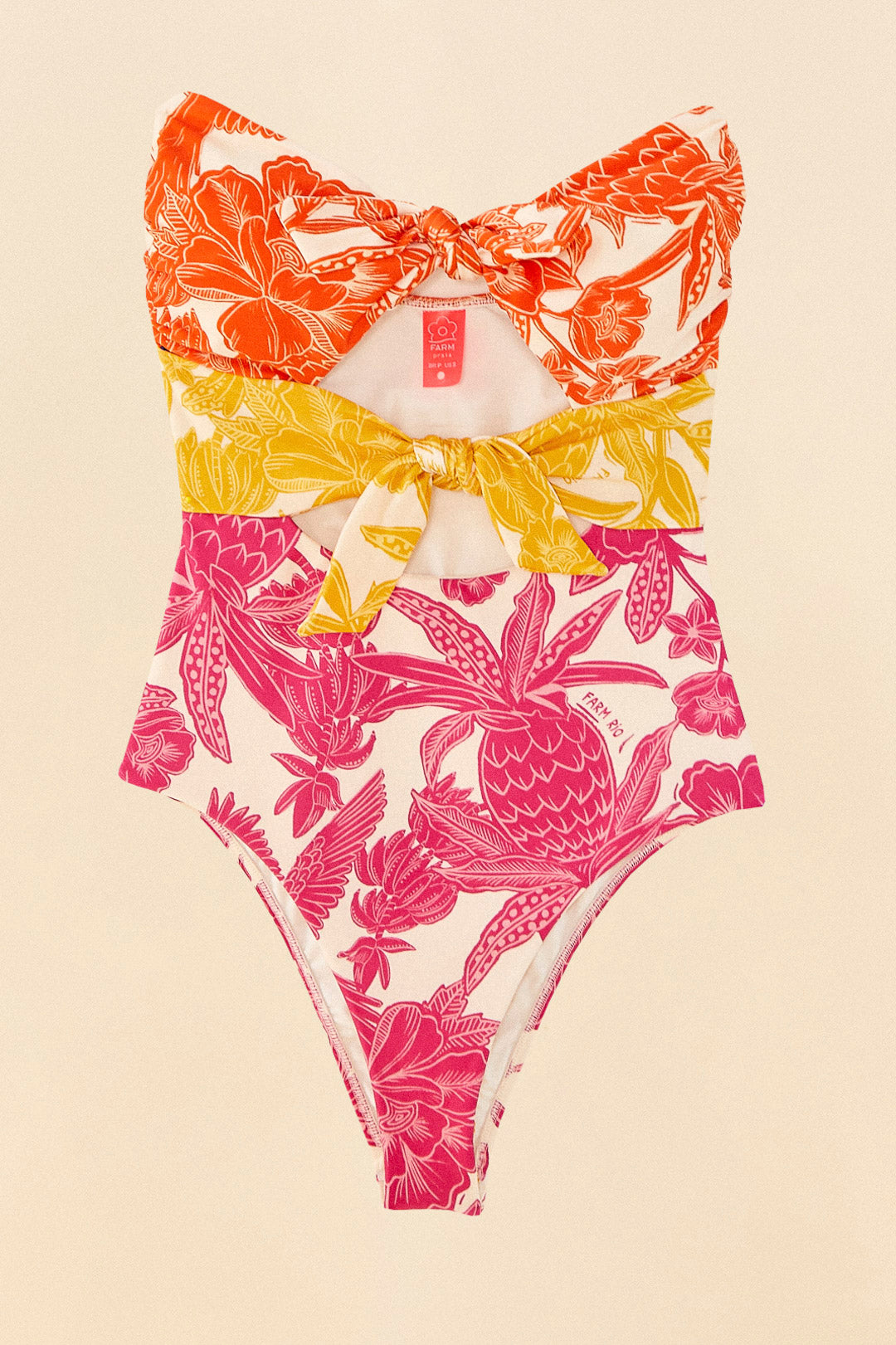 Tropical Woodcut One Piece Swimsuit