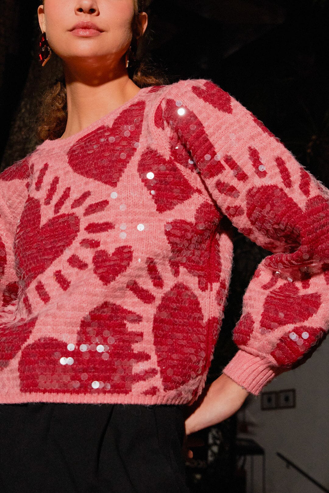Pink Hearts Sequin Sweater – FARM Rio