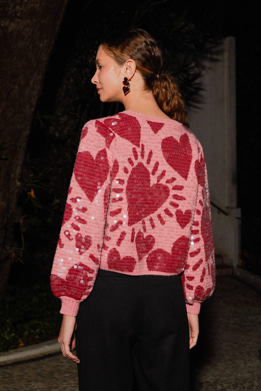 Pink Hearts Sequin Sweater – FARM Rio