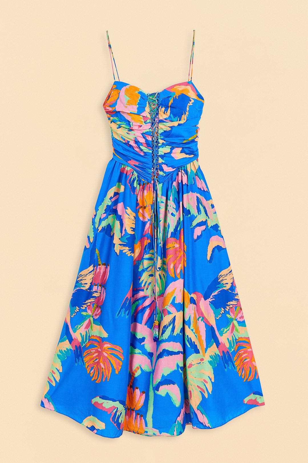 Blue Painted Jungle Midi Dress