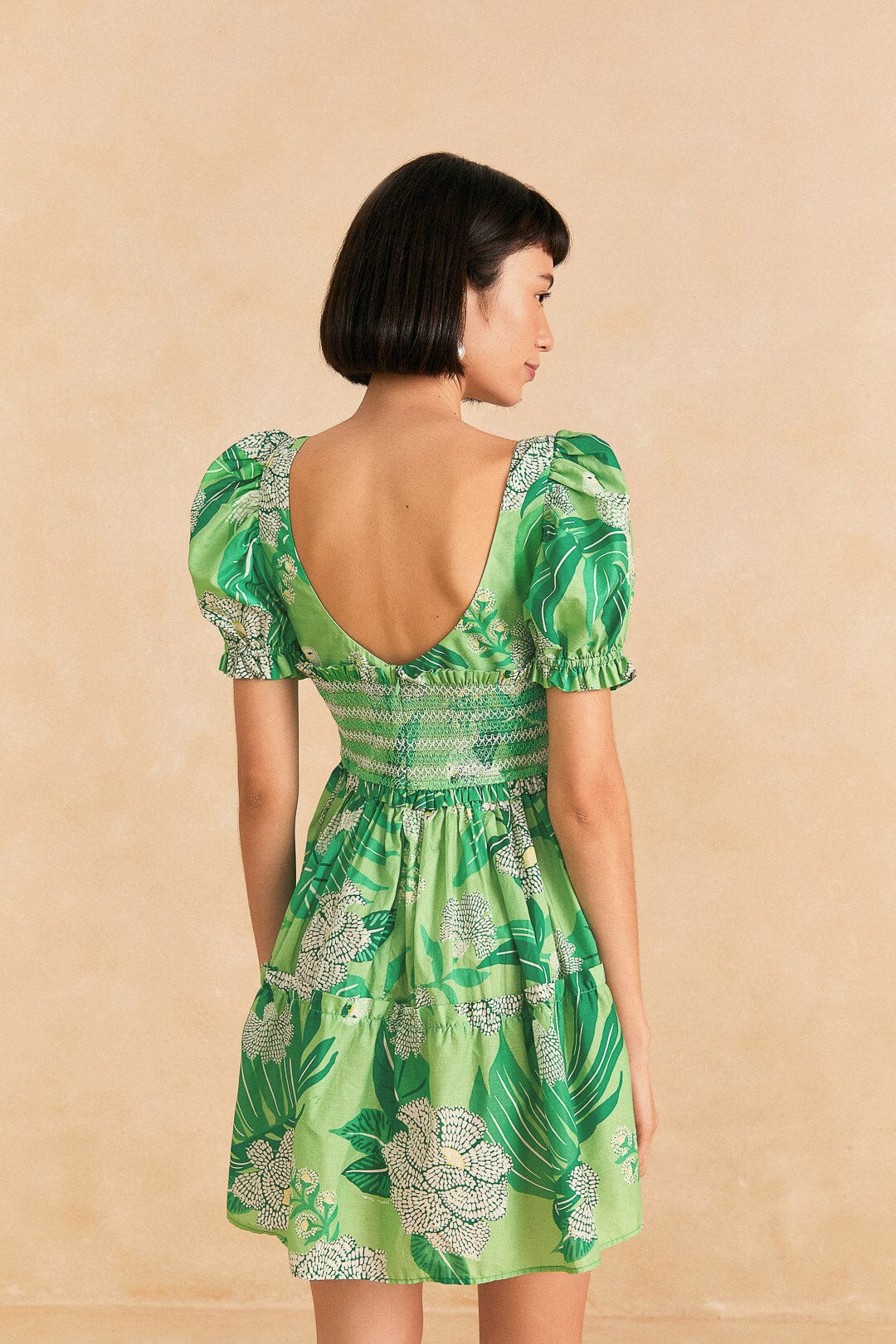 Green Dewdrop Floral Mini Dress