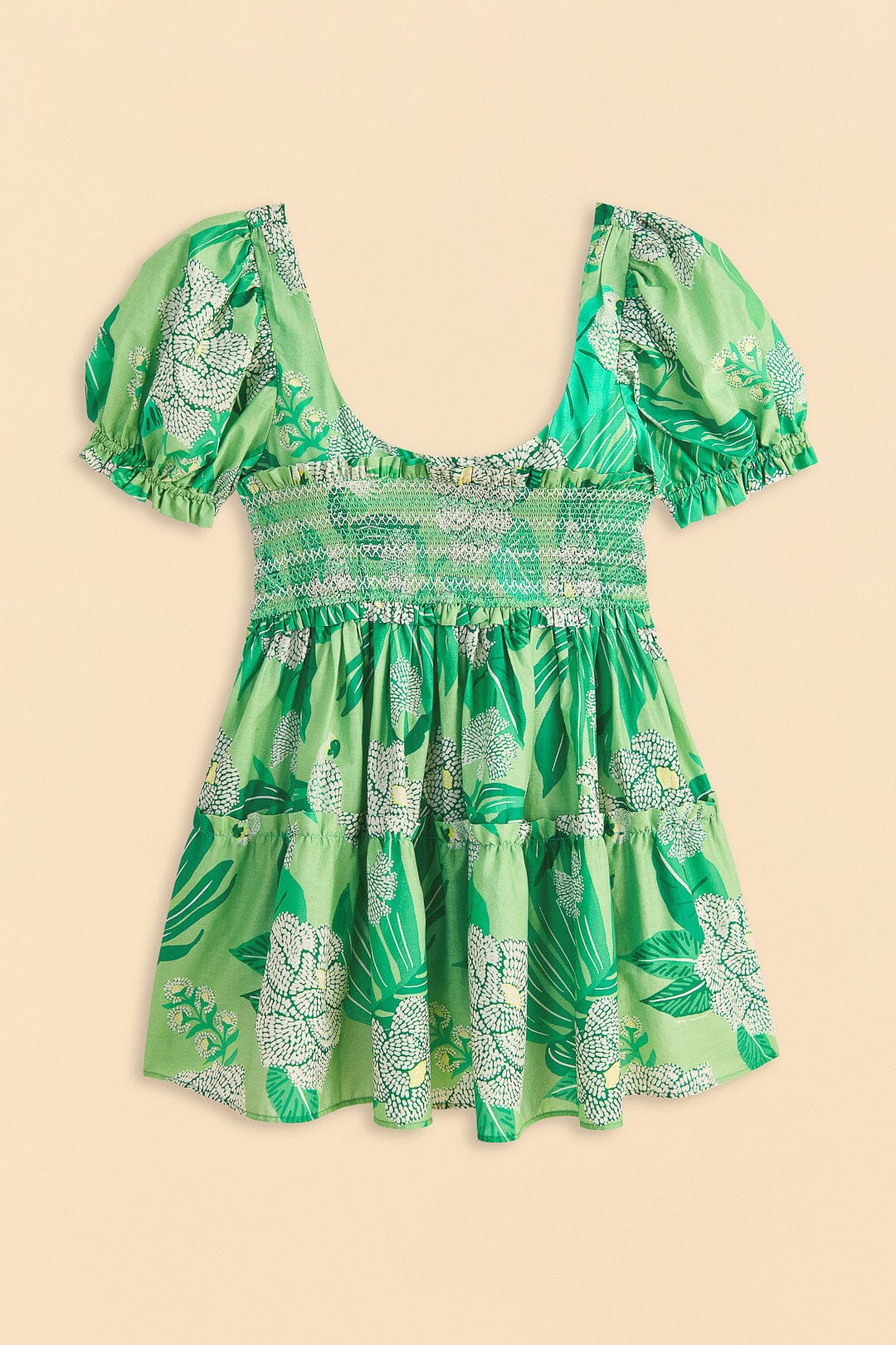 Green Dewdrop Floral Mini Dress