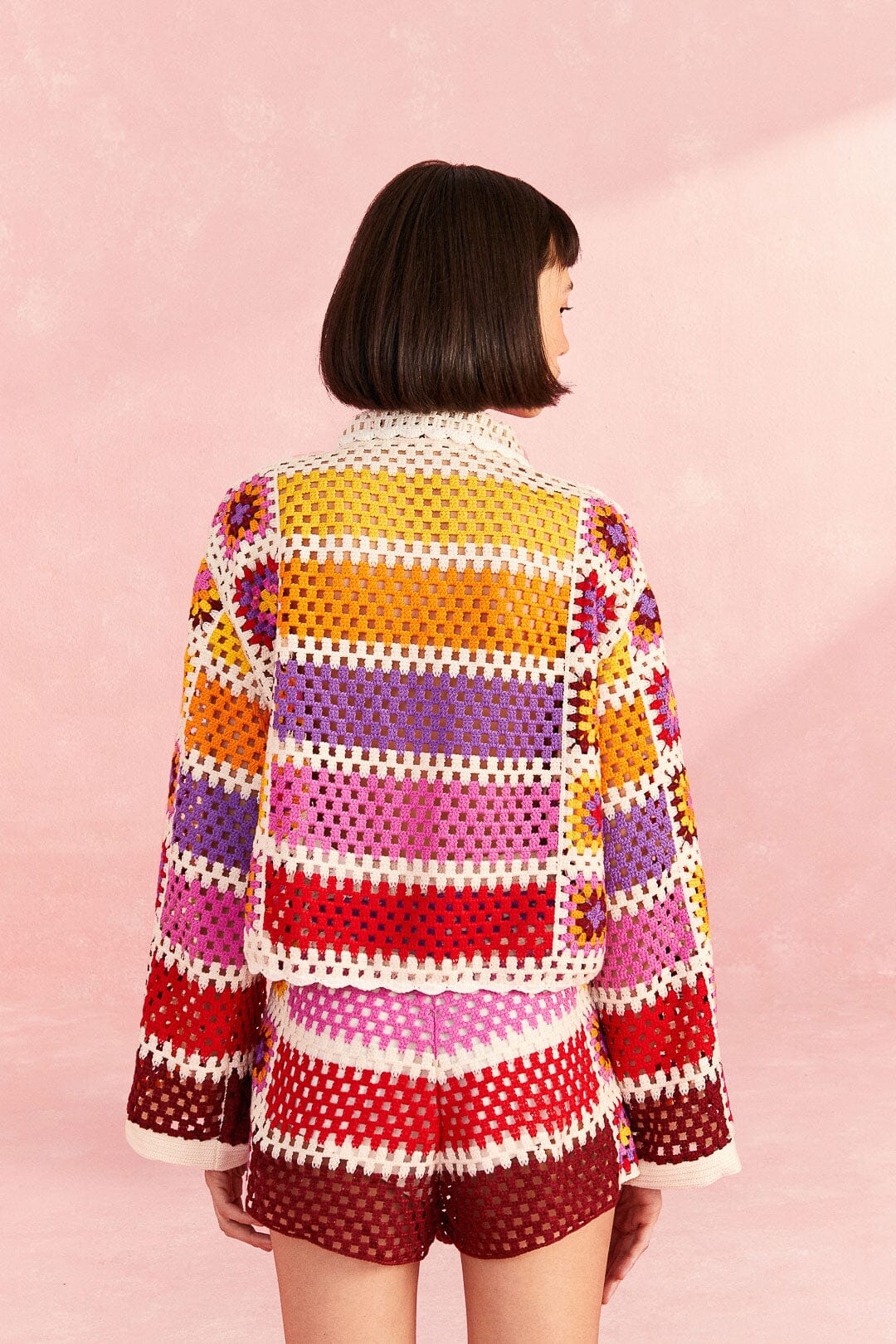 Mixed Crochet Stripes Shirt