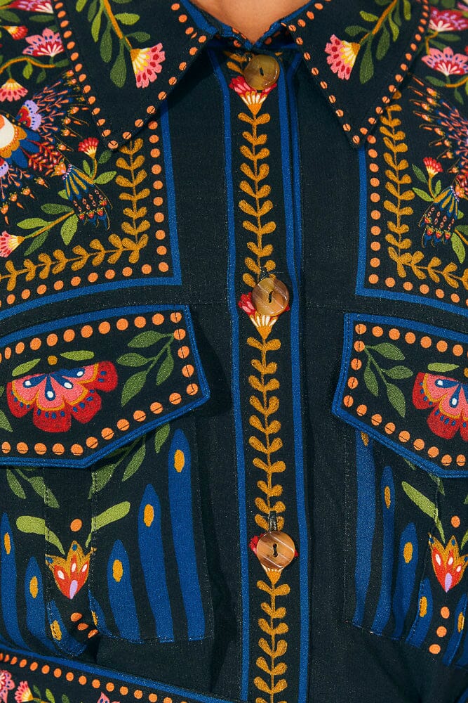 Black Toucan Garden Midi Dress