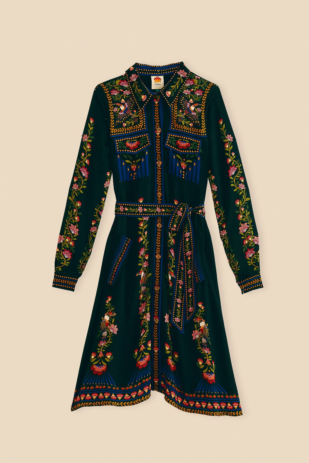 Black Toucan Garden Midi Dress
