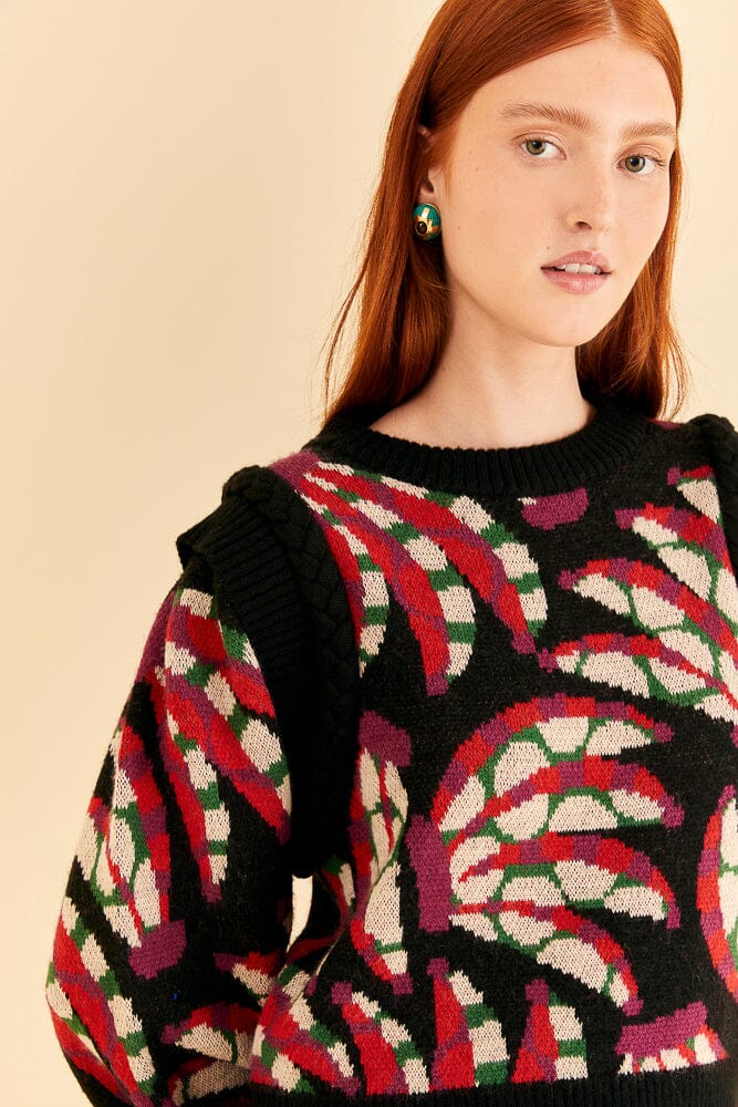 Black Banana Dots Knit Sweater