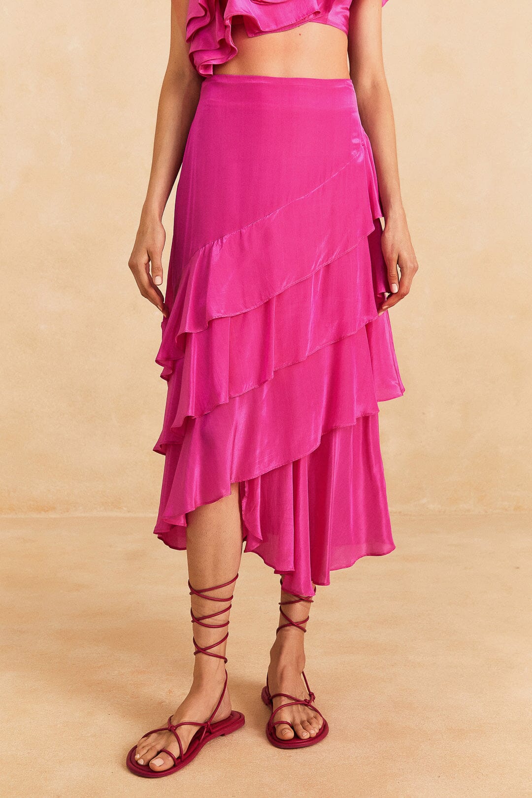 Dark Pink Marocaine Ruffle Skirt