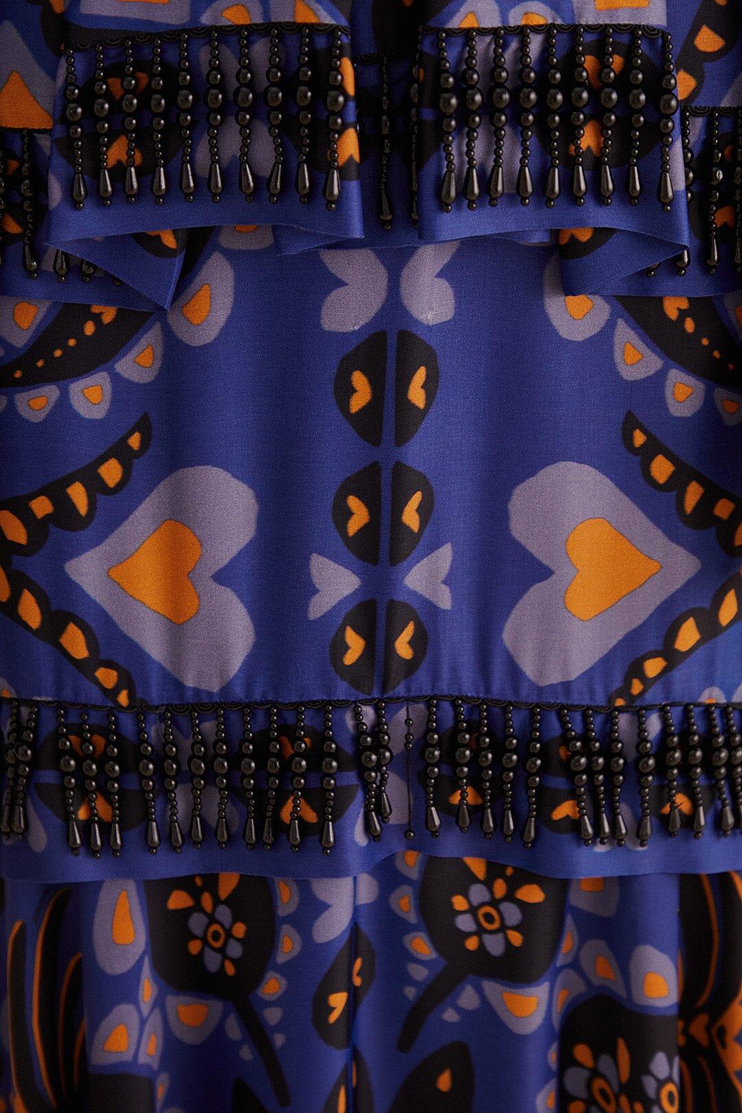 Blue Martina Scarf Beaded Midi Skirt