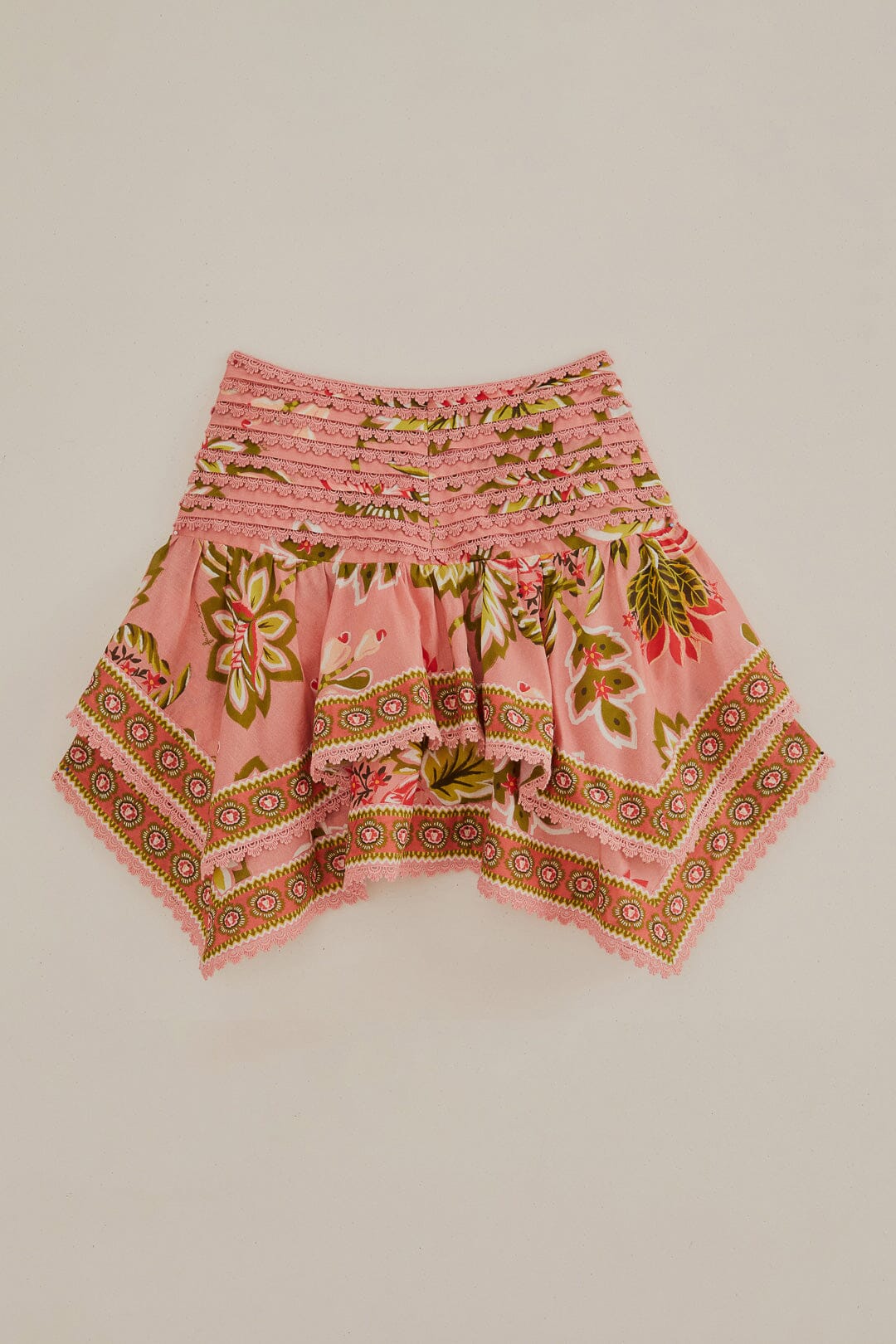 Soft Pink Aura Floral Mini Skirt