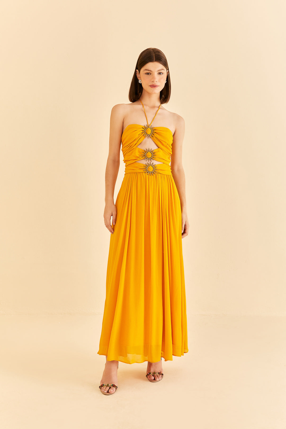 Yellow Sleeveless Maxi Dress With Sun Buckle – FARM Rio