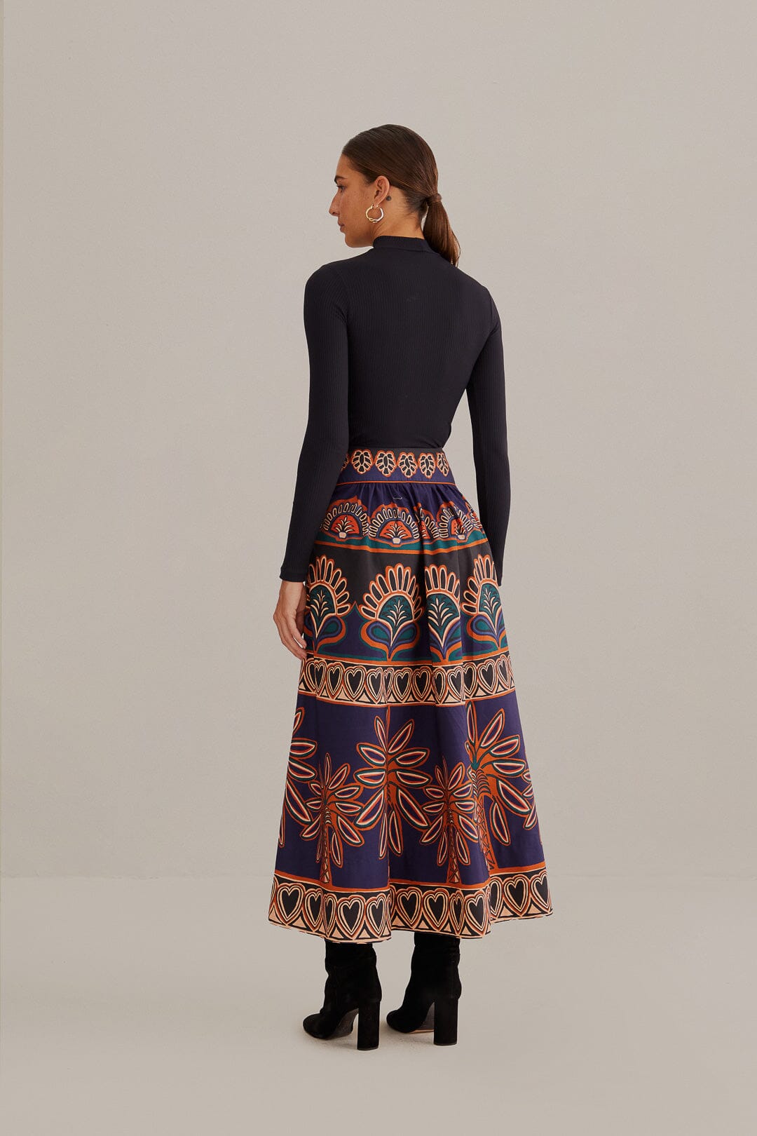 Orange Ainika Tapestry Midi Skirt