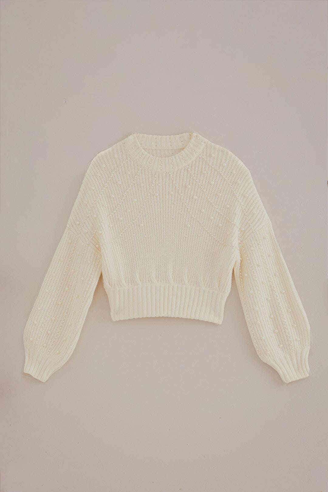Pearl Embroidered Bubble Sweater