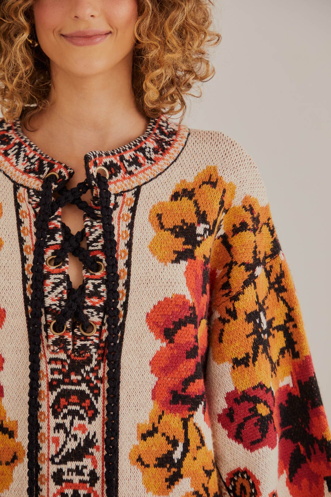 Winter Tapestry Knit Sweater Dress