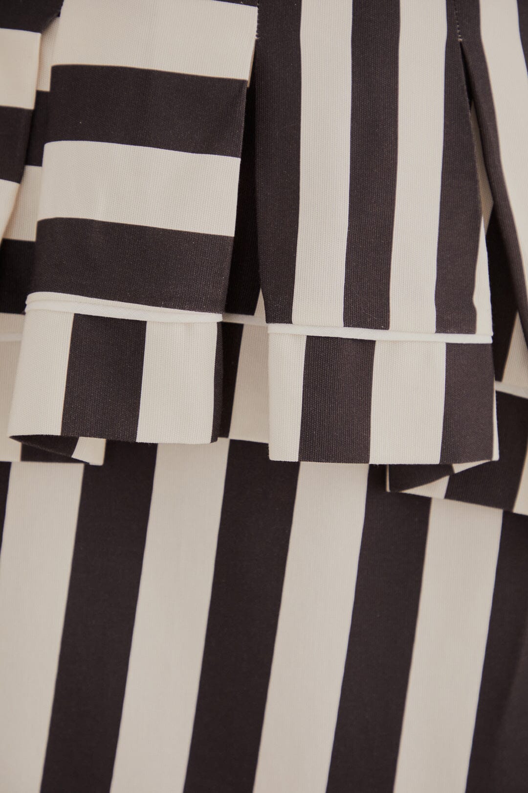 Black Mixed Stripes Midi Skirt
