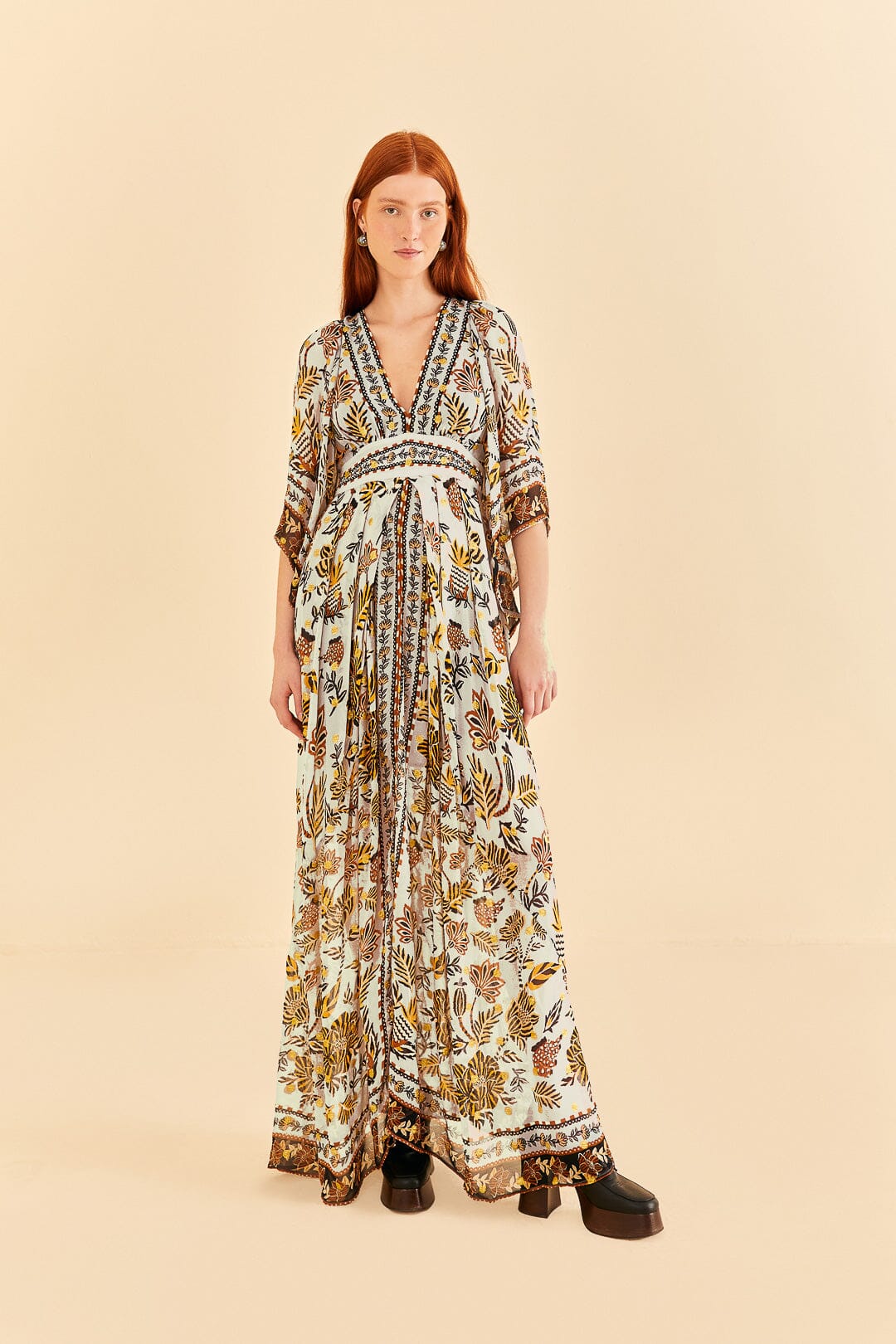 Silver Floral Tapestry Maxi Dress