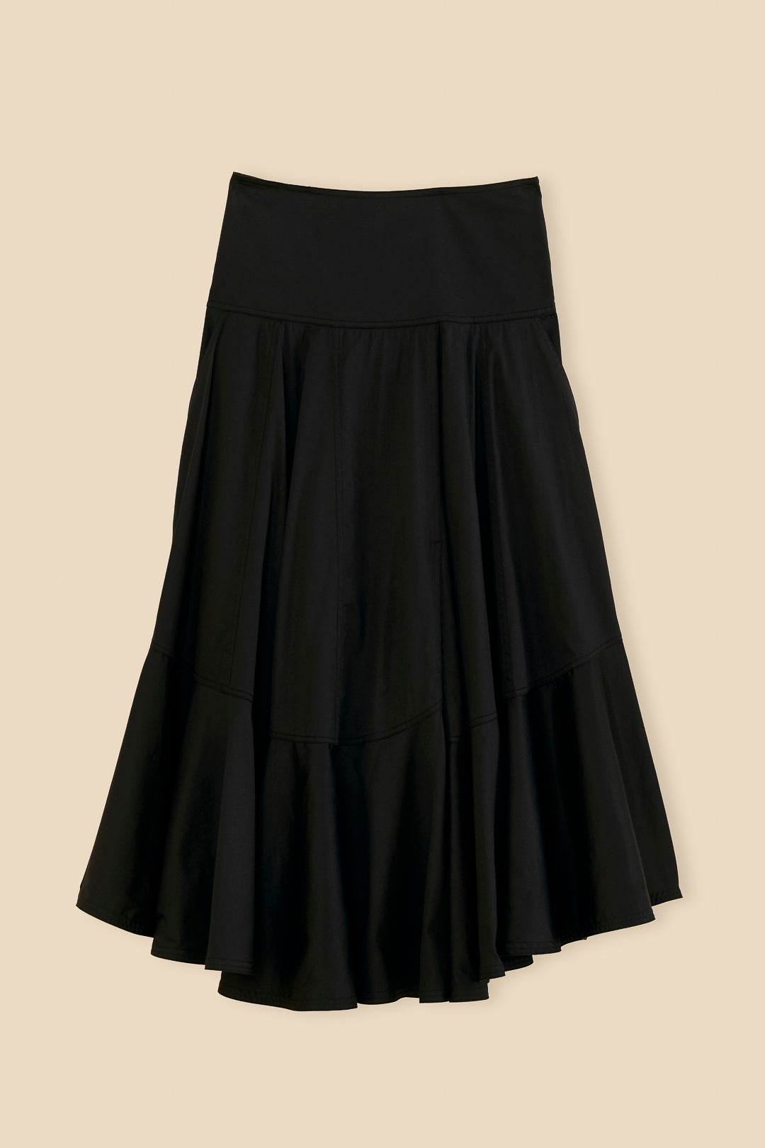 Black Ruffle Maxi Skirt