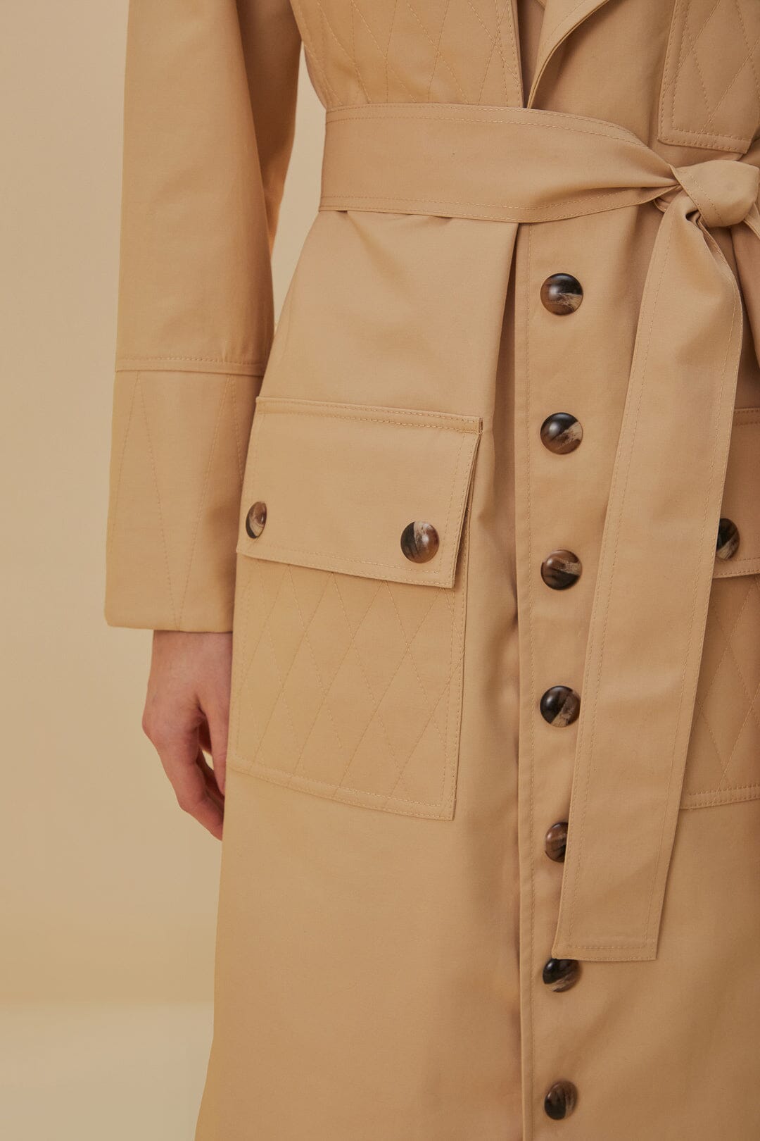 Pockets Over Nude Trench Coat