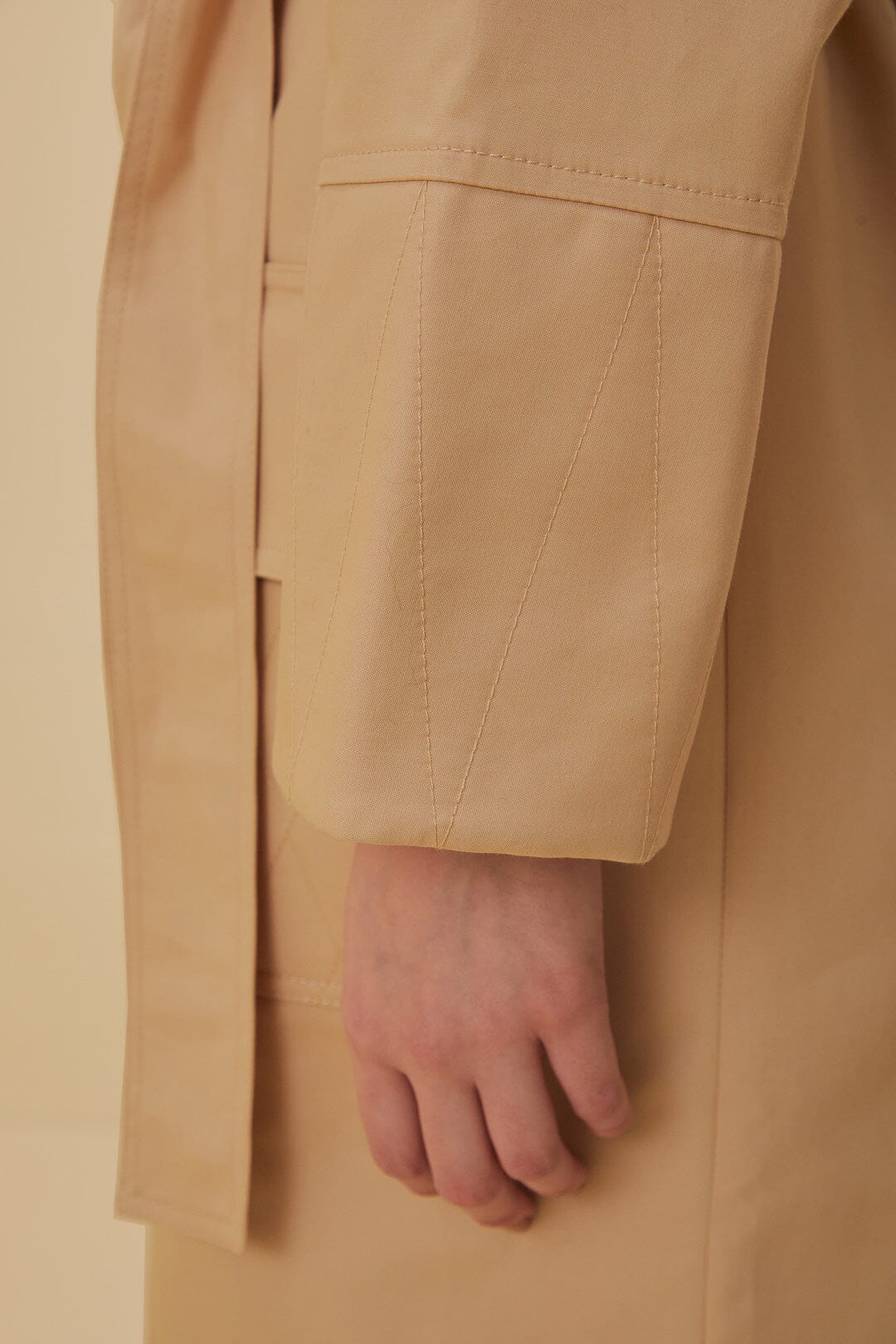 Pockets Over Nude Trench Coat