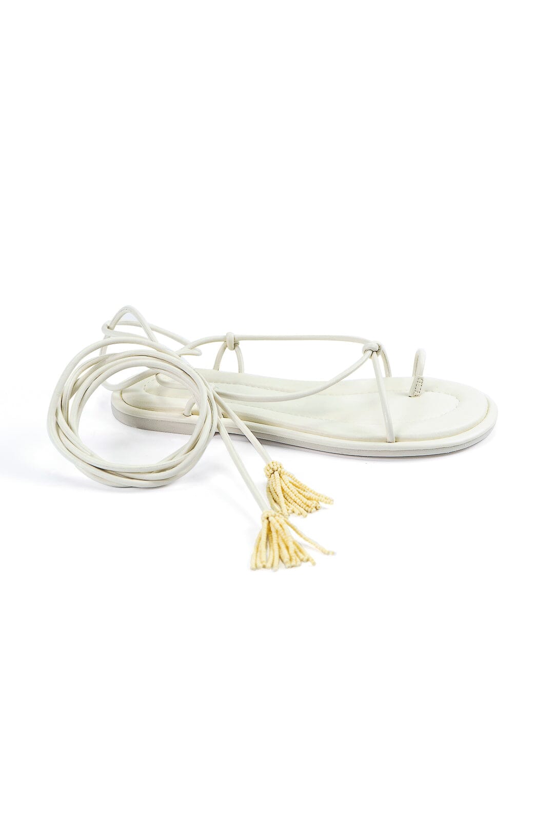 Off White Lace Up Flat Sandal