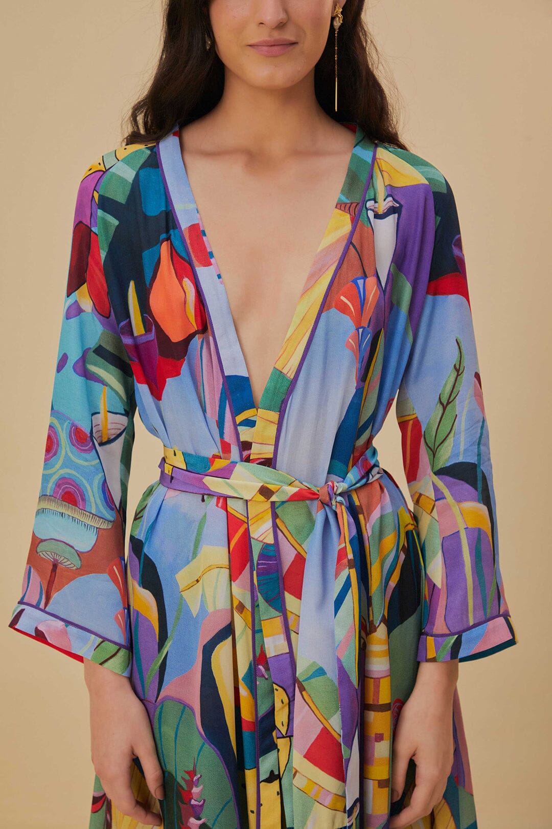 Tropical Scenario Multicolor Long Kimono