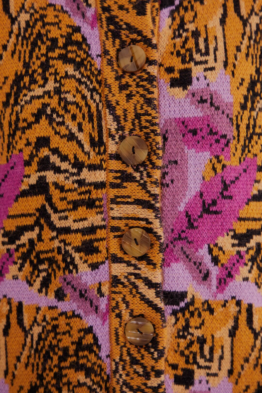 Lavender Tiger Leaves Knit Cardigan
