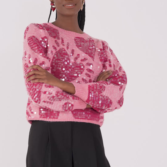 Pink Hearts Sequin Sweater – FARM Rio